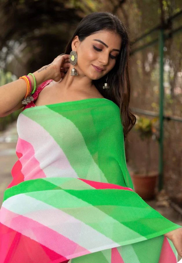 Georgette pleated saree