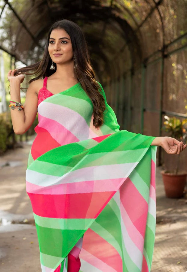 Georgette pleated saree