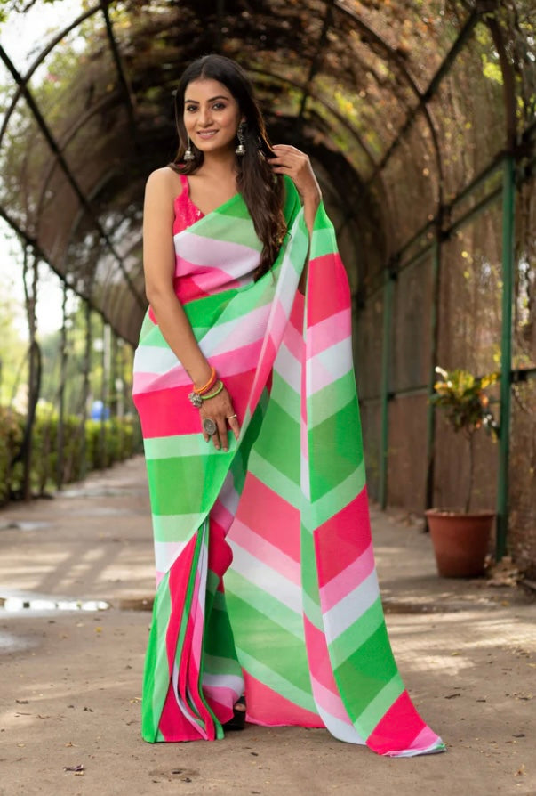 Georgette pleated saree